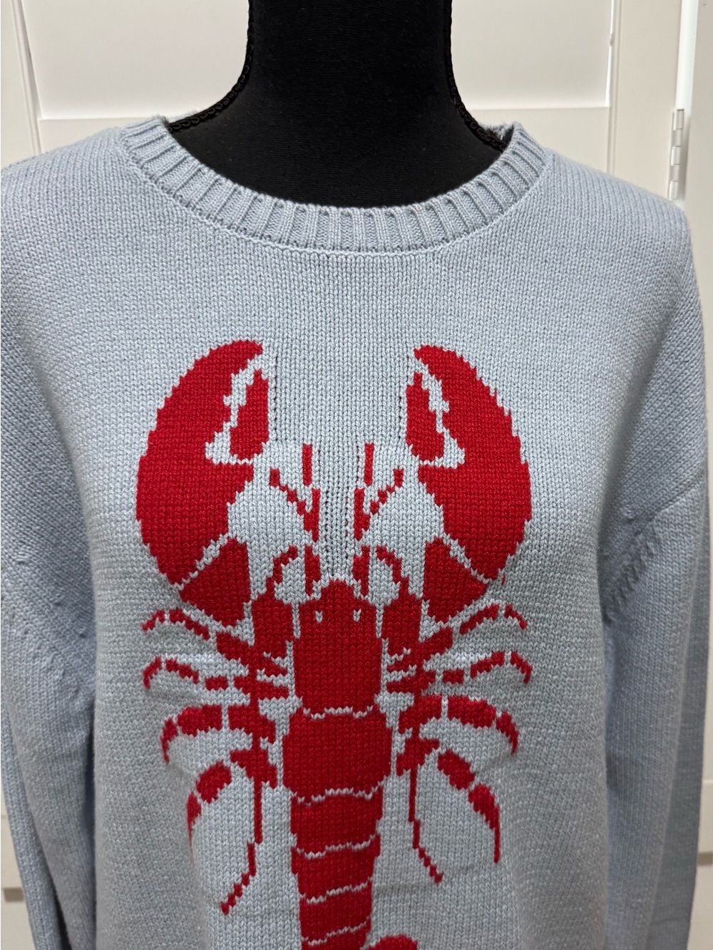 Mighty Fine Light Blue Crewneck Sweater with Red Lobster Graphic - Picture 2 of 6